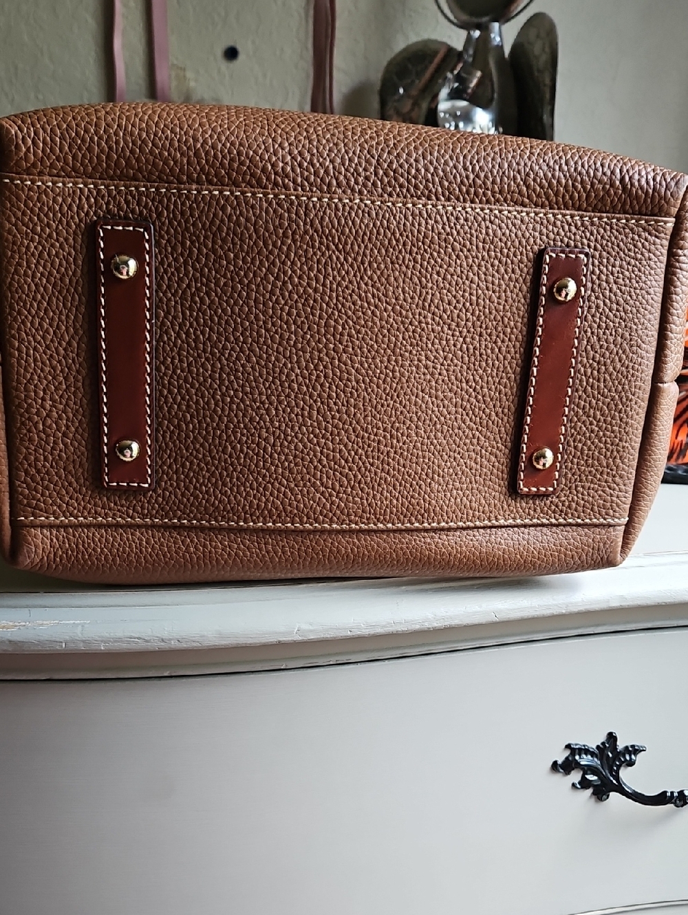 Dooney & Bourke Brown Pebbled Leather Tassel Drawstring Shoulder Bag - Picture 3 of 7